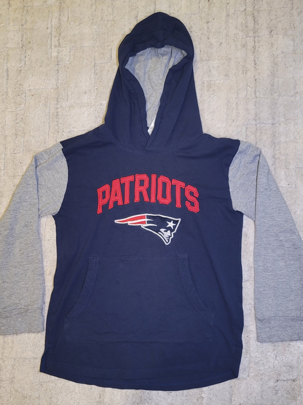 NFL TEAM APPAREL New England Patriots Hoodie Shirt Navy Gray Youth Size M